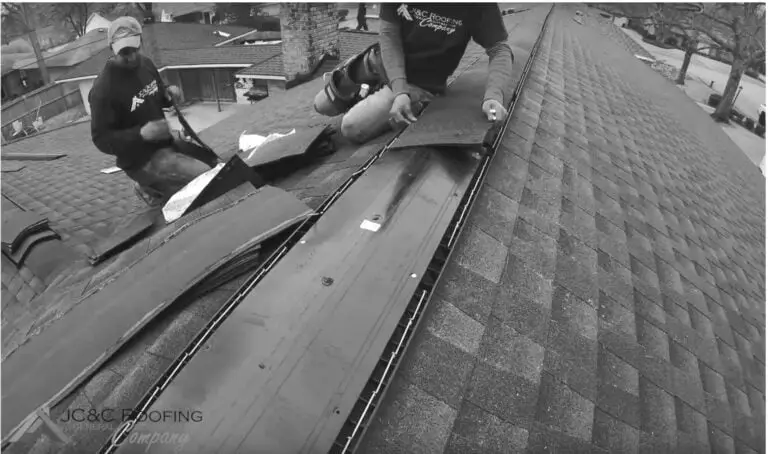 Step 16 of a JC&C roof replacement: Ridge cap over the vent