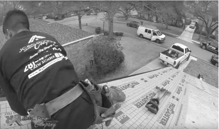 Step 7 of a JC&C roof replacement: Drip edge meets underlayment