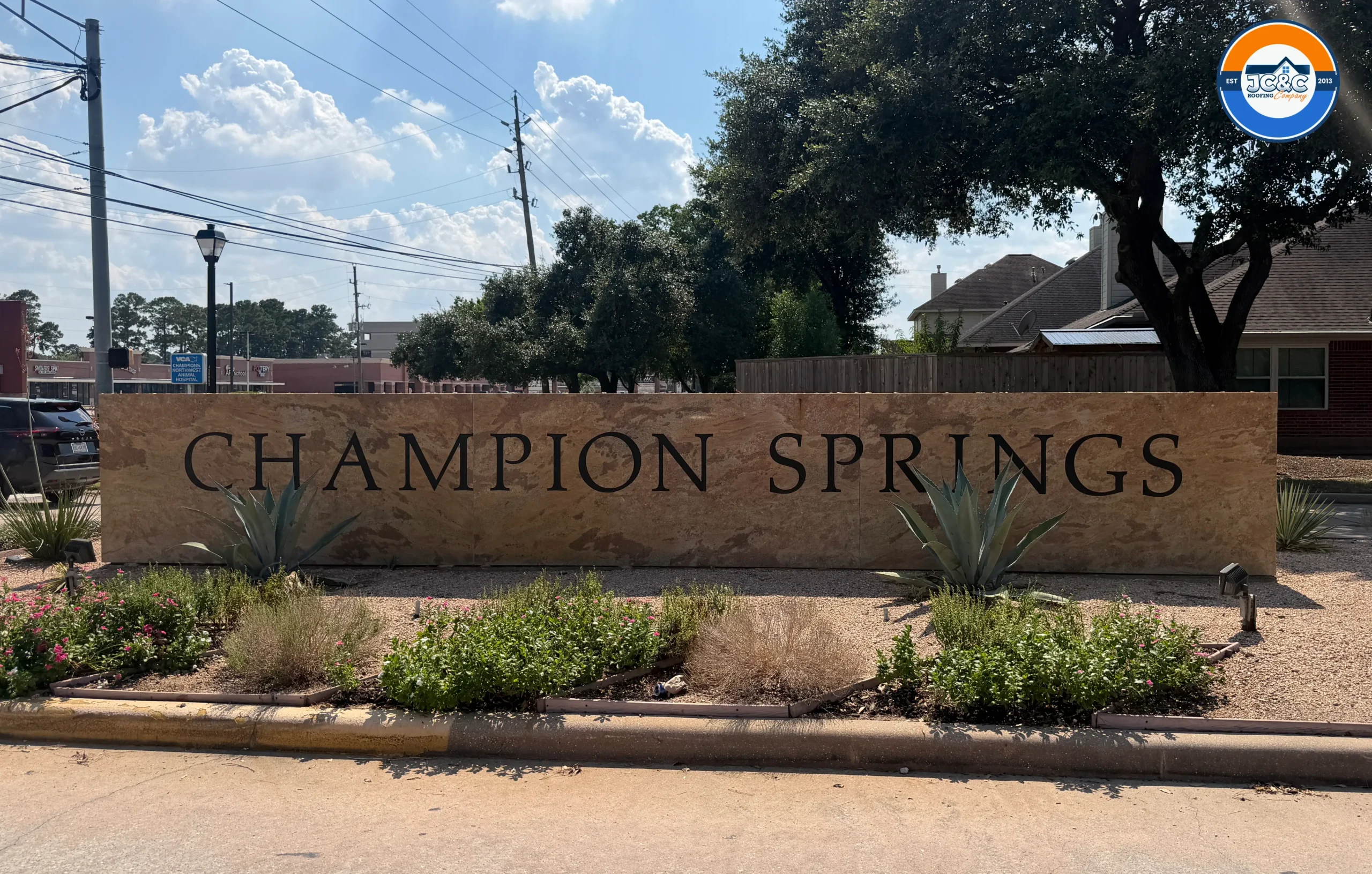 Roof inspection in the Champion Springs subdivision, Champion Forest, Spring, Texas 77379, following the hailstorm of 28 August 2026