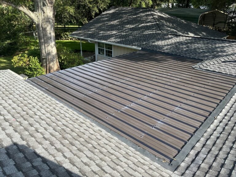 Roof maintenance tune-up being carried out on a home in Tomball, Texas