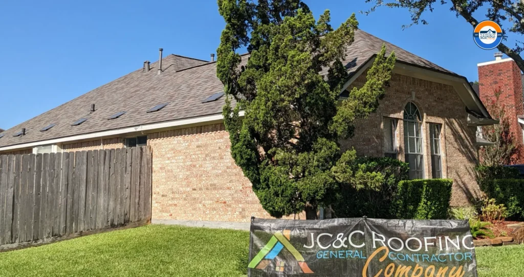Home in Friendswood, Texas, after JC&C Roofing Company corrected its attic ventilation with O'Hagin intake vents and a GAF Cobra ridge vent