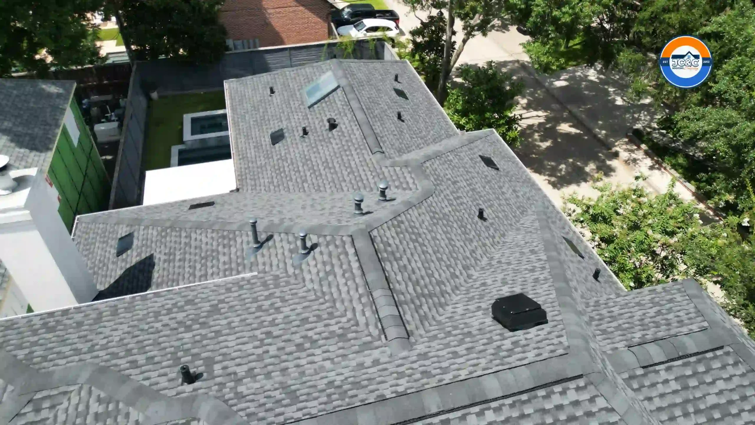 Clean roof decking installed by JC&C Roofing Company before new underlayment