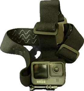 GoPro camera on a head strap